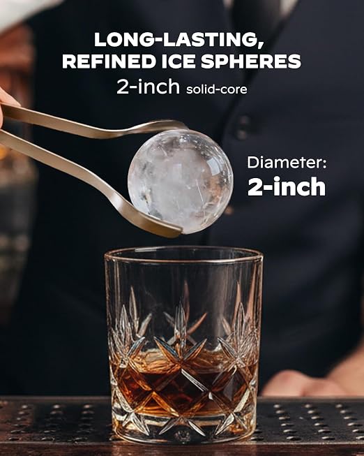 Silonn 2″ Sphere Ice Maker, Clear Ice Ball Maker with Slow-Melting, 4 pcs in 35 Mins, 144 pcs/Day, Crystal Sphere & Rapid Sphere Technology, Self-Cleaning Ice Maker Countertop Ideal for Whiskey