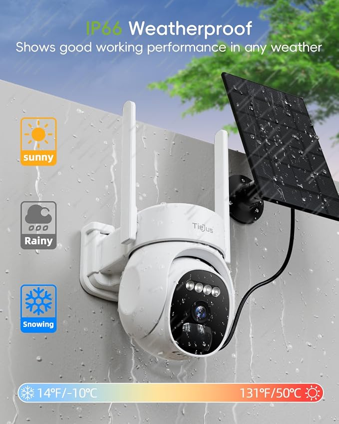 2K Solar Security Cameras Wireless Outdoor, 2.4G/5G 360° Auto Tracking Camera for Home Security, Color Night Vision/2-Way Talk/Compatible with Alexa/IP66 Waterproof