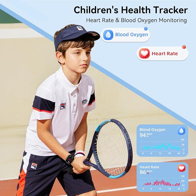 Smart Watch for Kids with Find My, 1.83" Fitness Tracker Watch No APP No Phone Needed, Pedometer, Heart Rate, Sleep Monitor, IP68, Puzzle Games for Girls Boys Teens 5-16, Gift, Black