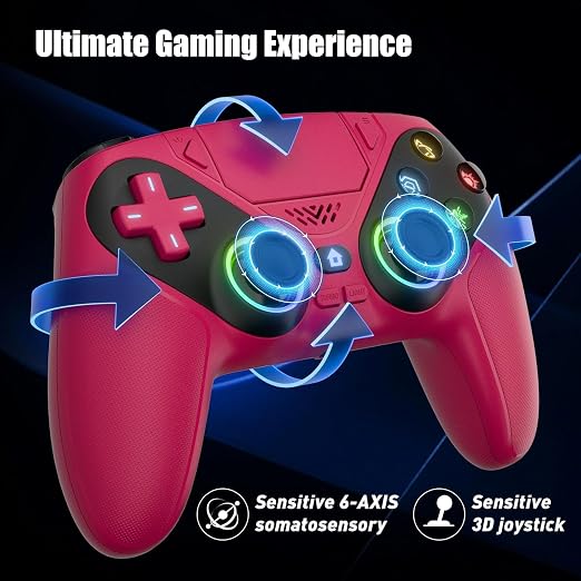 Nonbliep LED for PS5 Controller, for PS5 Slim/Pro/PC, Wireless Controller with 9 Colors RGB Light/Dual Vibration/Turbo/3.5mm Audio Jack/Speaker/Programmable for Playstation 5 Controller
