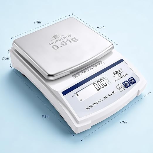Lab Scale 0.01gx5000g, Digital Gram Weight Scale for Jewelry，Coin & Gold | 0.01g Accuracy Gram Scale, LED Backlit Display, g/oz/ct/ml Conversion, Counting & Tare Function, Laboratory Balance
