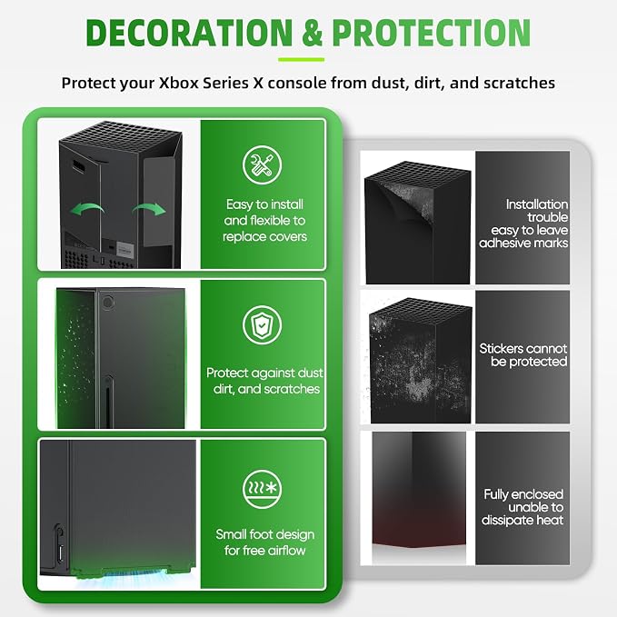 WOLIBEAR Magnetic Smart Wraps for Xbox Series X Console, Full Protection Protective Cover Case for Xbox Series X Accessories with Premium PU Leather and Soft Inner Lining (Black)