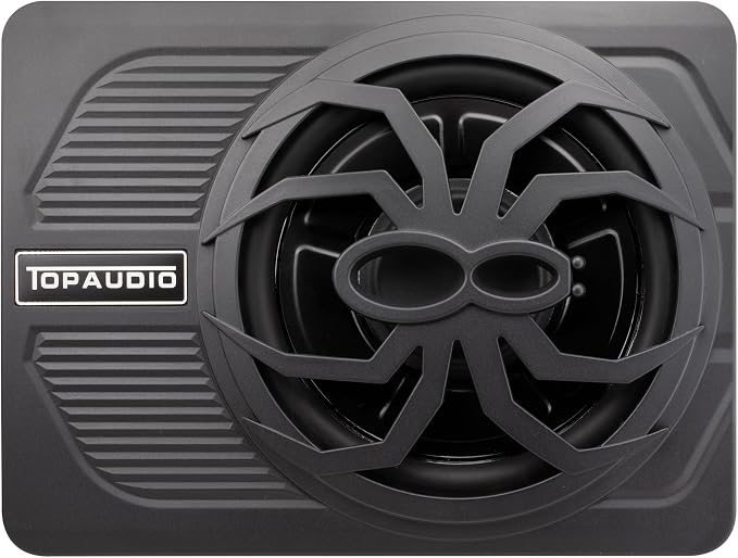 Slim subwoofer underseat with amp Active Powered Car- 800, Low Profile, 10" Inch, Remote Subwoofer Control, Built in Amplifier, for Truck,with Blue LED Light (TOP10-No LED)