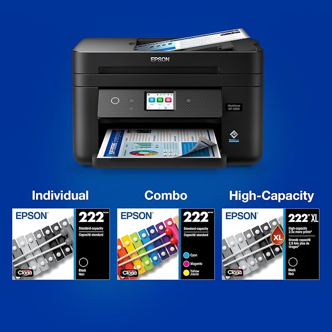 Epson 222 Claria Ink Standard Capacity Black & Color Cartridge Combo Pack (T222120-BCS) Works with Workforce WF-2960,Expression XP-5200,(Pack of 2)