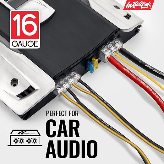 Install Link 16 AWG Gauge Speaker Wire Cable (250 Feet) Stereo, Car or Home Theater, CCA
