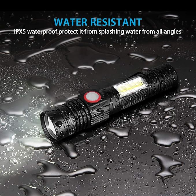 Rechargeable Tactical Flashlight, USB Magnetic Flashlights 1200 Lumen & 3 in 1 UV Rechargeable Flashlights 1000 High Lumens Black Light Flashligh