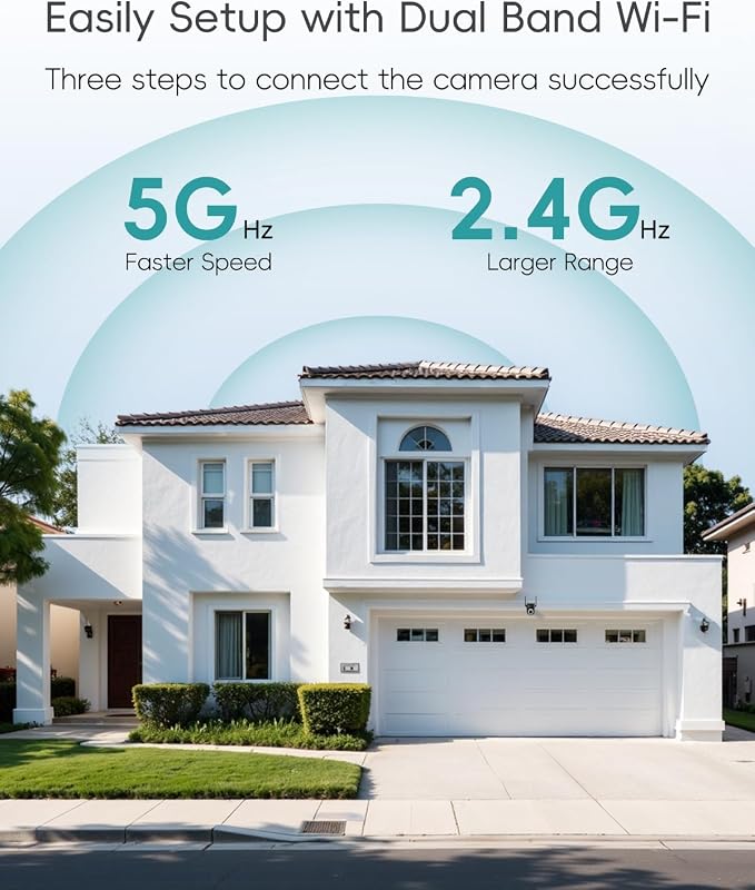 ZUMIMALL 2K Wired Outdoor Camera, 2.4G/5G WiFi Security Camera, 3MP, 24/7 Recording, AI Motion Detection, Cloud & SD Card Storage, 2-Way Audio, 360° PTZ Auto Tracking, Work with Alexa - 2-Pack, Black