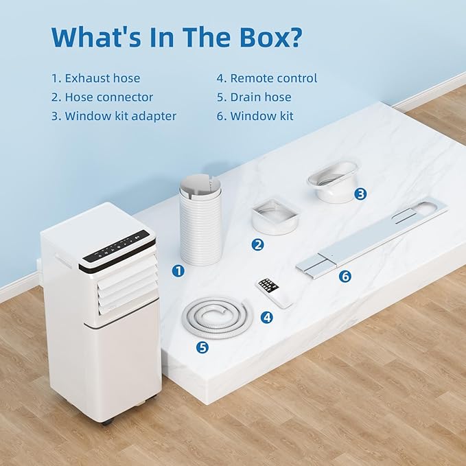 Antarctic Star 8000 BTU Portable Air Conditioner, 3-in-1 AC Unit with Fan, Dehumidifier, Remote Control, 24H Timer, Sleep Mode, Digital Display for Home & Office