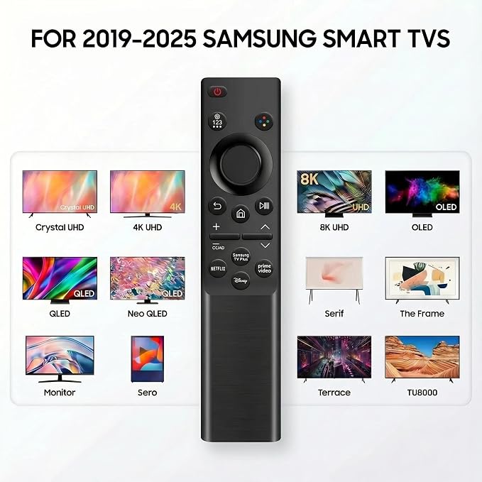 (Pack of 2) for Samsung Smart TV Remote, for Samsung Remote Control for smart TV, Compatible with 2015-2025 All Samsung Crystal UHD, CU7000, DU7200, QLED, Neo QLED, OLED, Frame Curved 4K 8K TVs