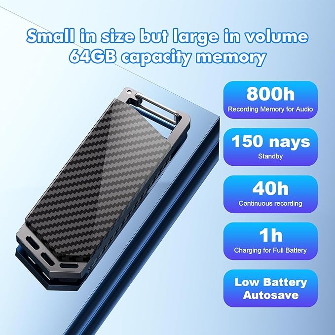 Digital Voice Recorder, 2026 Type-C Flash Device with Keychain, Perfect Capture Every Information for Class, Lecture, Interview, Meeting etc