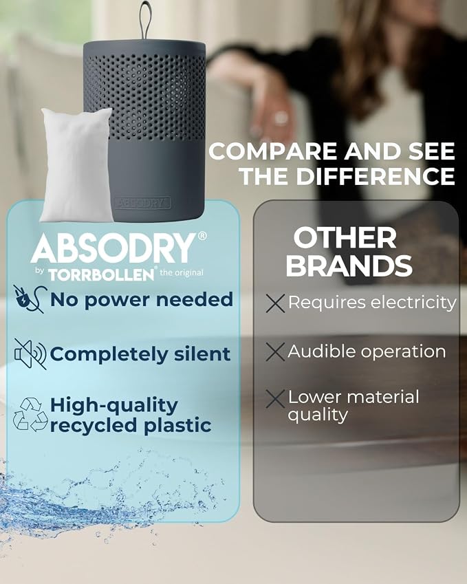 Absodry by Torrbollen Moisture Absorber 4 x 0.66lb Bag Dehumidifier for Bedroom, Electricity & Battery Free Dehumidifiers for Home, Air Freshener and Purifier for Home (4 X Refills)