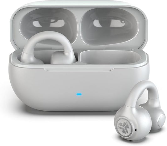 JLab Flex Open Earbuds, Wireless Bluetooth Clip-on Cuff Design, Open-Ear Audio, Multipoint Connectivity, Customizable App, Cloud White