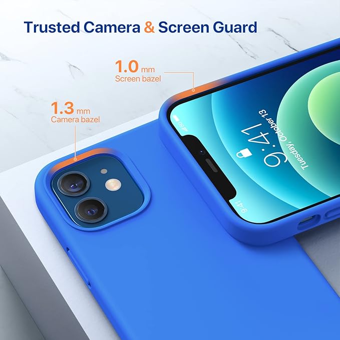 Miracase Compatible with iPhone 12 Case and iPhone 12 Pro Case, Liquid Silicone Gel Rubber Full Body Protection Shockproof Drop Protection Phone Case for iPhone 12/12 Pro 6.1 inch, Mediterranean Blue