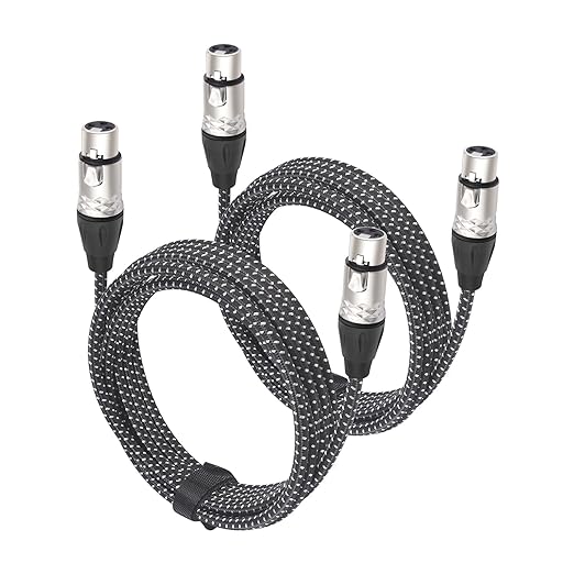 15FT 3-Pin XLR Female to Female Microphone Cable,XLR Female DMX Cable Patch Cords forMixer Power Amplifier -2Pack