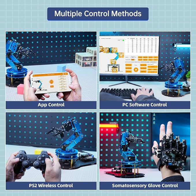 Robotic Arm Kit 6DOF Programming Robot Arm with 6 Servos, Handle, Mechanical Claw, etc, PC Software APP Control with Tutorial for Arduino STEM Education & Engineering Science Kits, LeArm Open Source