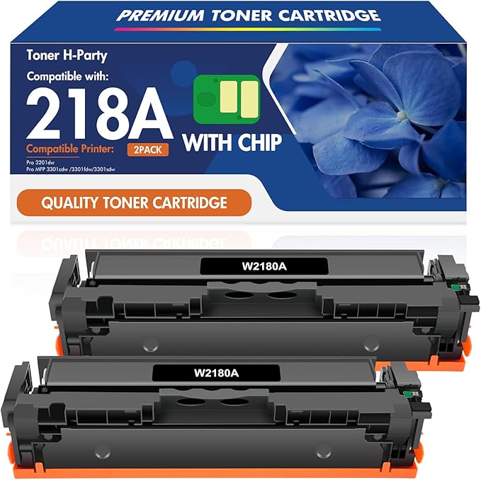 W2180A 218A Black Toner Cartridges 218X 3301fdw Compatible for HP 218A 218 Color LaserJet Pro 3201dw Pro MFP 3301fdw 3301cdw 3301sdw Printer Ink Set W2180X High Yield 2 Pack