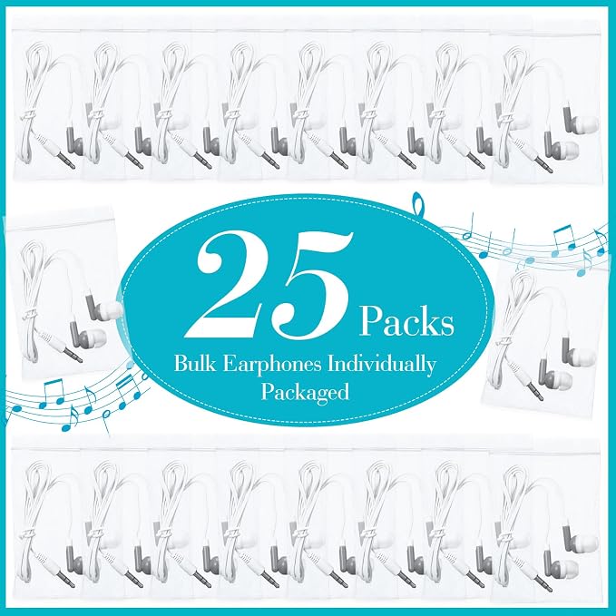 Konohan 100 Pcs Bulk Earbuds with Wire Basic Headphones in Ear for Libraries Laptop, No Microphone 3.5 mm Jack Earbuds Dot Headphones, Individually Bagged (Grey)