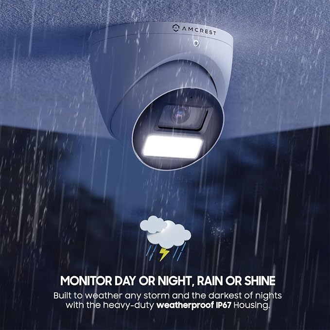 Amcrest Analog 5MP NightColor Outdoor Security Camera, Turret 5MP @ 25fps, CCTV-Coax-BNC, 131ft Full Color Night Vision, Mic, 132° FOV (Not an IP Camera) (DVR Required, Not Included) (AT5N28-W-V3)