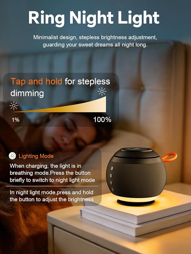 5 in 1 Wireless Charging Station with Bluetooth Speaker and Night Light, Magnetic Fast Charger Stand for iOS Phones, Smartwatch and Wireless Earbuds, Bedside Charging Station, Black