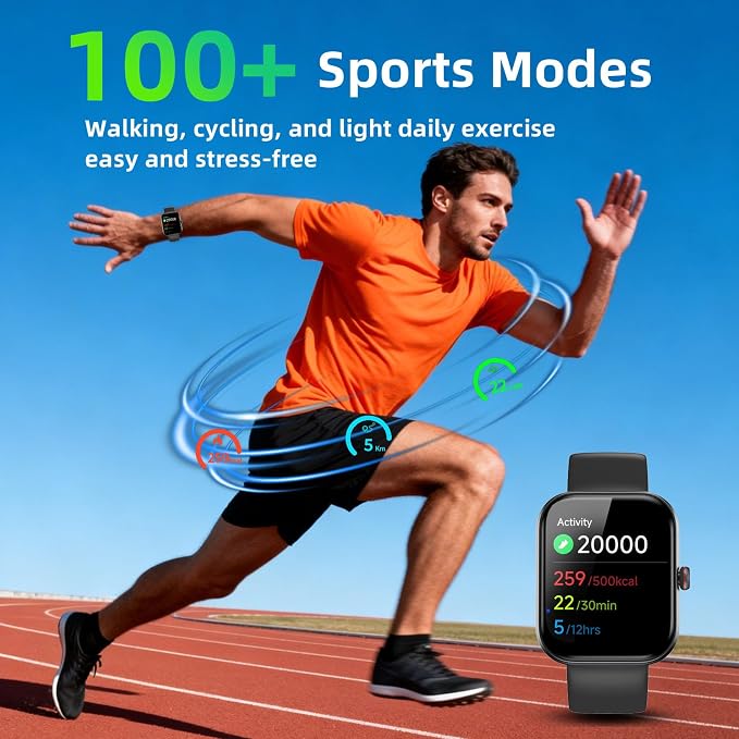 uaue Smart Watch for Men Women with Alexa Built-in, 1.91" HD IP68 Waterproof Fitness Watch with Bluetooth Call (Answer/Dial), Heart Rate/Sleep/Stress Monitor, 100+ Sports Tracker Reloj Inteligente