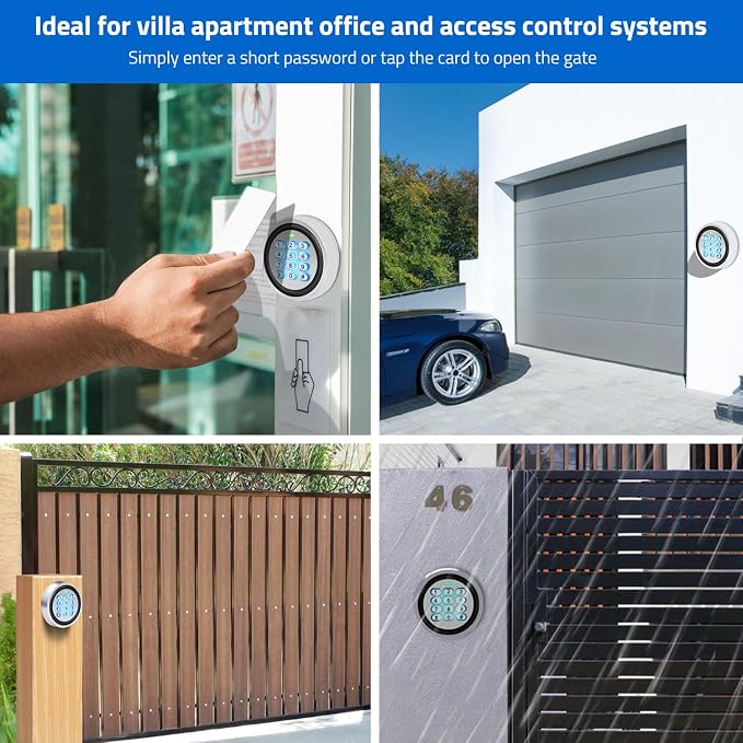Security Wired Access Control Keypad, Metal Door Keypad, PIN Code & ID Card Key pad, Digital Code Entry Gate Keypad for Garage Door, Swing Sliding Gate Opener, Magnetic Lock and Access Control System