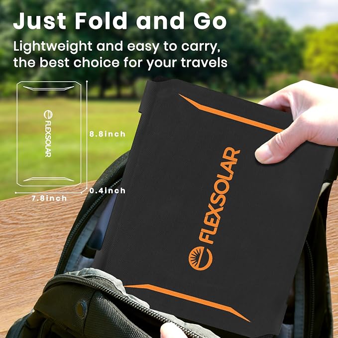 [Upgraded] FlexSolar 15W Small Solar Panel Charger 5V USB Output ETFE Lightweight Foldable Portable Powerfilm Energy IP67 Waterproof Emergency Camping Hiking Backpacking for Cell Phones Fans