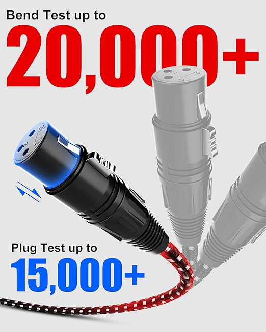 Long XLR Cables 25ft 2 Pack, Nylon Braided XLR Extension Microphone Cable, OFC Shielded Balanced Male to Female Mic Cord for Preamp Recording Mixer Amplifie Speaker Black