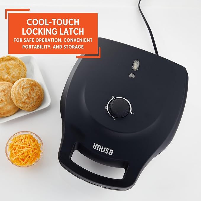 IMUSA 6 Slot Electric Arepa Maker with Temperature Control, Matte Black
