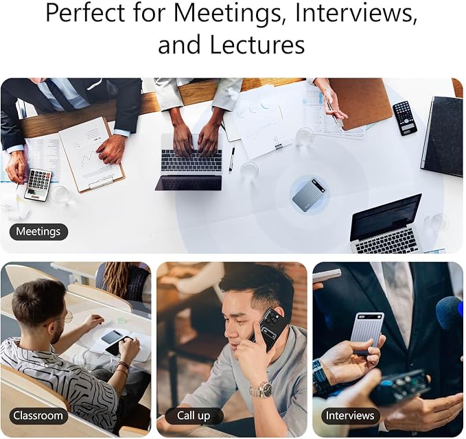 AI Voice Recorder, 64GB, Unlimited Transcribe & Summarize with AI Technology, Note Voice Recorder with App Control, 140 Languages for Lectures, Meetings, Calls (Blue)