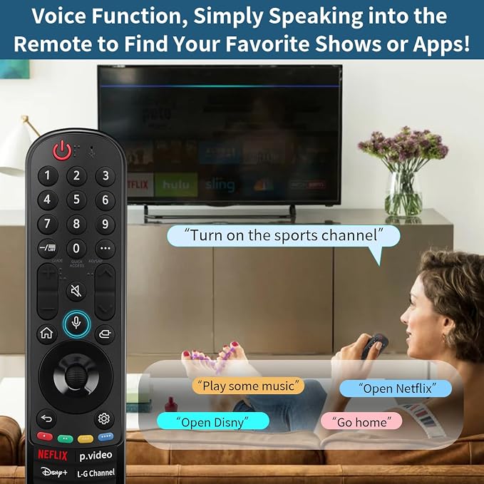 for LG-TV-Remote-Control-Replacement, for All 2019-2025 LG Magic Remote Control for Smart TVs with Pointer and Voice Function. 2-Year Warranty.