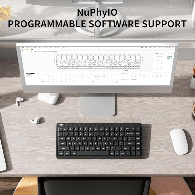 NuPhy Node75 Wireless Mechanical Keyboard, 75% Hot Swappable Custom Low Profile Keyboard, 84 Keys Computer Gaming Keyboards, Supports Touch Gestures, PBT Keycaps, RGB Backlit, Bluetooth/2.4GHz/USB-C