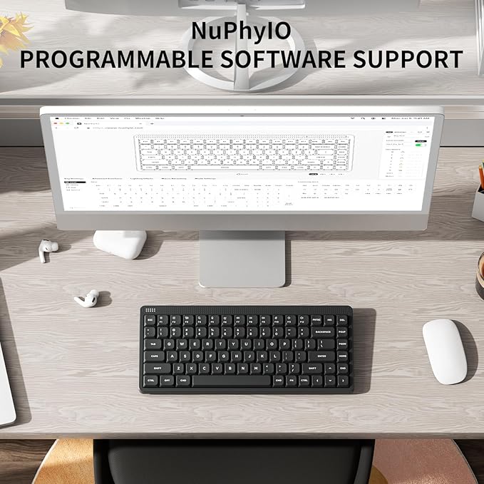 nuphy Node75 Wireless Mechanical Keyboard, 75% Hot Swappable Custom Low Profile Keyboard, 84 Keys Ergonomic Gaming Keyboards, Supports Touch Gestures, PBT Keycaps, RGB Backlit, Bluetooth/2.4GHz/USB-C