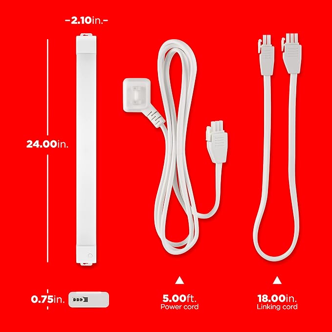UltraPro 24 inch Plug-in Wi-Fi Under Cabinet Lights, Many White Settings from 2000K-6000K, Full Range Dimmable, Easy to Use Wi-Fi App, Programmable Schedule Under Cabinet Lighting, 65267