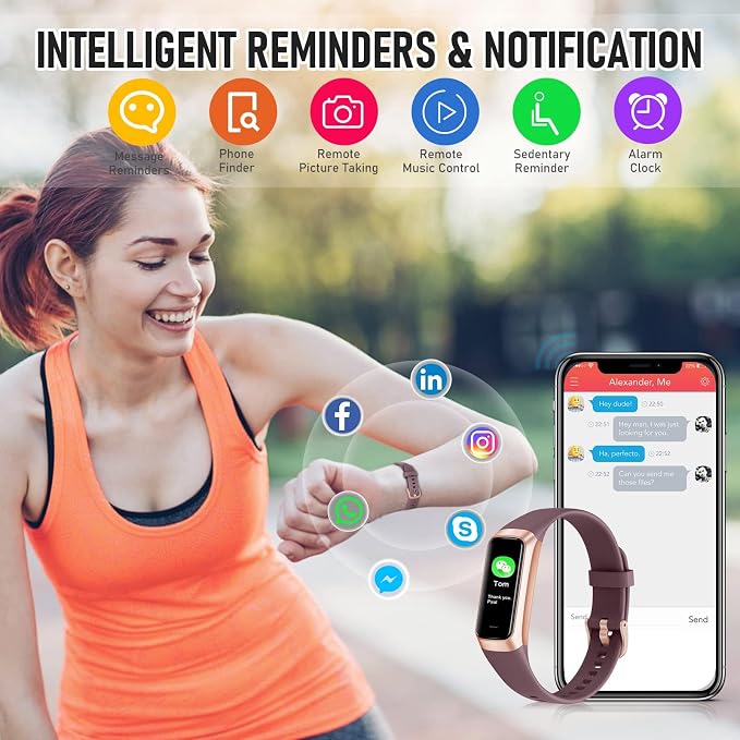 Fitness Tracker with 24/7 Heart Rate, Health Tracker with Calories Sleep Monitor, 1.10''AMOLED Touch Color Screen, Step Counter Activity Pedometer Smart Watch for Women Men