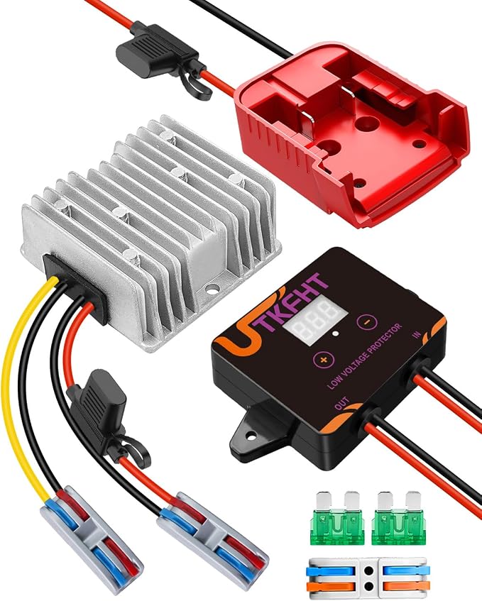 18V to 12V Step Down Voltage Converter Compatible with Milwaukee M18 18V Battery, DC Voltage Regulator 15A MAX 120W Power Wheel Battery Adapter, Step Down Converter with Upgrade Low Voltage Protection