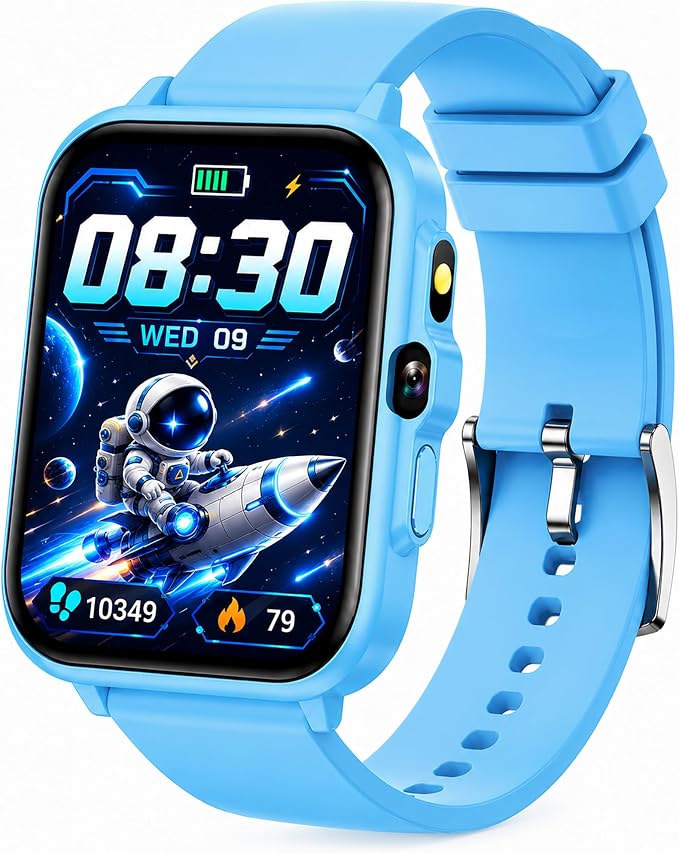 Smart Watch for Kids, 1.85" Fitness Tracker with Camera, Game, Music, SOS, AI, Alarm Clock, Video,Parent Control, 24/7 Heart Rate Sleep Monitor, 100+ Sport Modes, IP68 Waterproof, Gifts for Boys Girls