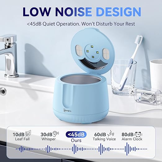Ultrasonic Retainer Cleaner Machine 48kHz, Dental Cleaning Pod, Ultrasonic Retainer Cleaner for Dentures, Aligners, Mouth Guards, Toothbrush Heads and Jewelry with 200ML Capacity, LAB Supply | Gentle cleaning action works well on mouth guards, toothbru...