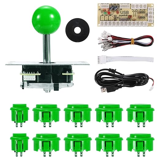 MECCANIXITY PC Joystick DIY Kit Arcade Game Joystick DIY Parts Arcade Button ABS 5 Pin for PC Classic Arcade Green