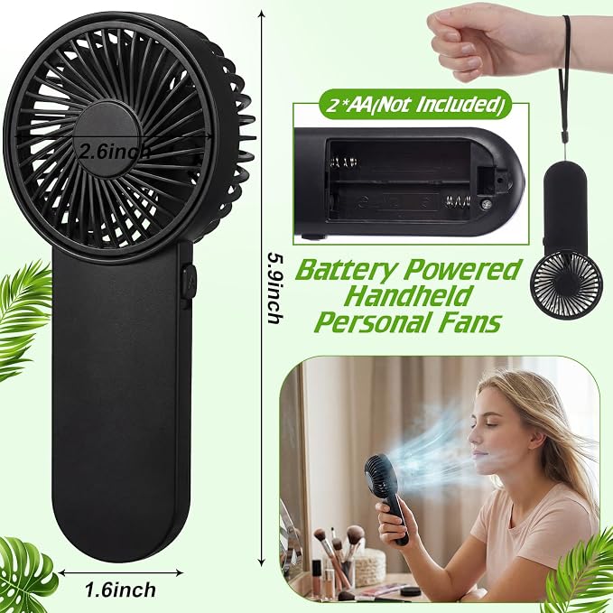 Sumind 12 Pcs Small Personal Portable Fan Mini Handheld Bulk 1 Speed Electric Cute Battery Powered for Neck Lash Makeup Women Men Travel Camping Indoor Outdoor Summer (Black)