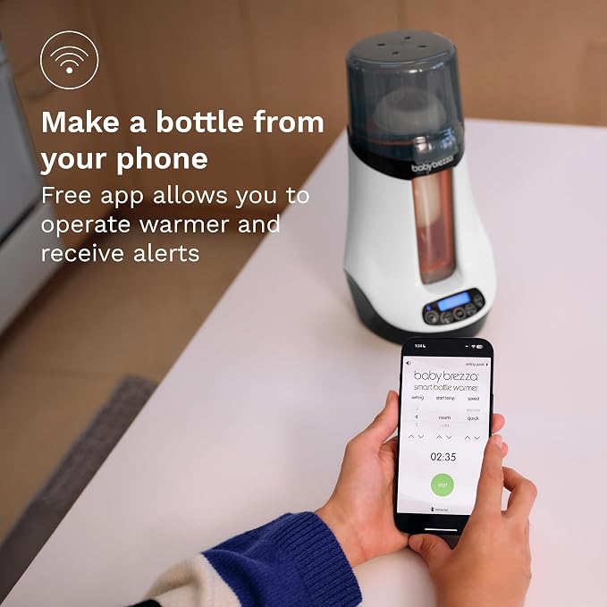 Baby Brezza Smart Baby Bottle Warmer, Breastmilk Warmer + Defroster – Free App - Different Temperatures for Breastmilk + Formula - Universal Fit for All Bottles + Milk Bags - Calentador de Biberones
