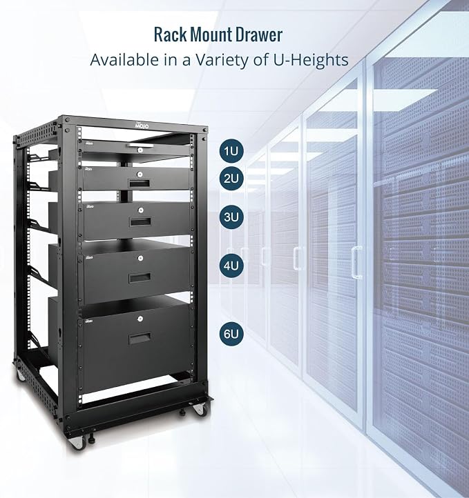 Tecmojo 1U Rack Drawer,Rack Mount Drawer for 19in Network Equipment/Server/AV Rack or Cabinet Enclosure,Sliding and Lockable Server Rack Drawer - Load-Bearing 44lb (20kg),with Cable Management Holes