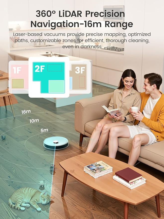 Lefant Robot Vacuum and Mop, 12000Pa Suction,Multifunctional Dock with Hot Water Self-Cleaning&Drying, Obstacle Avoidance,90-Day Self-Emptying, 5G WiFi Alexa/APP/iWatch Control, M3