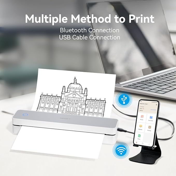 HPRT Portable Printer Wireless White& Printer Case for MT610pro