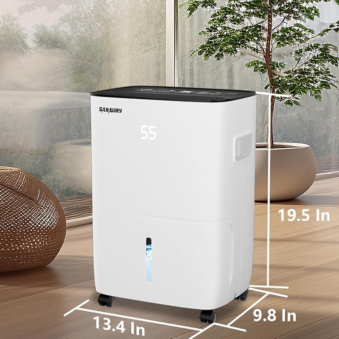 SAHAUHY 80 Pints Dehumidifier for Basement,5,200 Sq. Ft Dehumidifier | With Timer Automatic Defrosting Drain Hose Water Tank for Home Bedroom Garage Basement Stockroom and Large Room