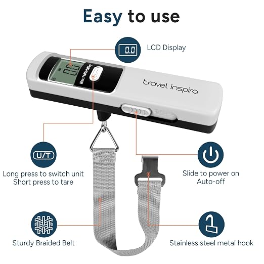 Battery-Free Luggage Scale – No Batteries Needed, Portable Digital Hanging Suitcase Weight Scale for Air Travel & Checked Bags, 110lb/50kg, LCD Display, Compact Travel Accessory