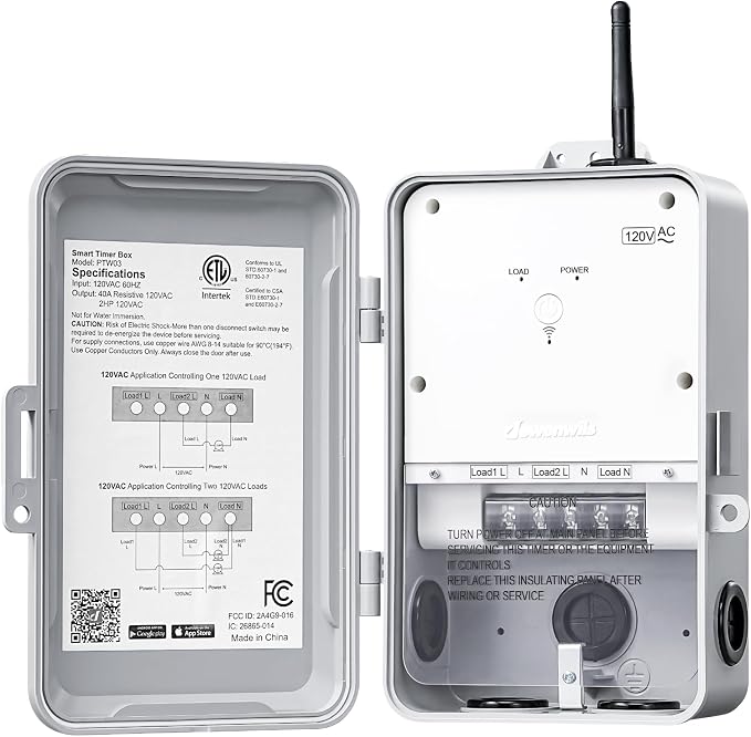 DEWENWILS Pool Pump Timer, Heavy Duty Outdoor WiFi Timer Box, 40A 120VAC 2HP, Work with Smart Life, Alexa, Google Assistant, Easy Wiring for Pool, Water Heater, ETL Listed