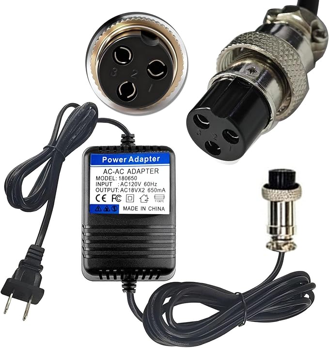 18V*2 AC Mixer Console Power Adapter， with 3-Pin Connector - for Yamaha MG16 MG82X MG10U PA-10, Stanton M304, Alesis Multimix 8 USB FX – 8, Behringer Mixer - Replacement Power Supply Cord