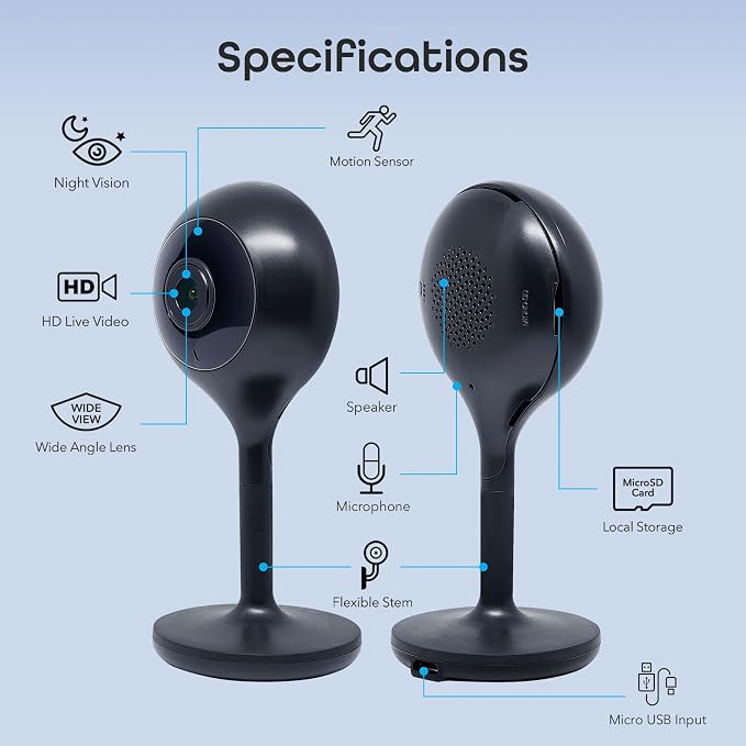 Geeni Look 1080p Indoor Security Camera – 1-Pack Full HD WiFi Indoor Camera with 2-Way Audio, Motion Detection, & Night Vision – Support for Alexa & Google Assistant