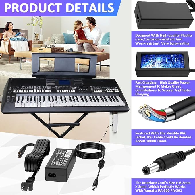 16V New AC/DC Adapter for Yamaha PA-300 PA-301 PA-300B PA-300C Power Supply Cord Charger
