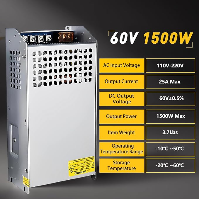 DC 60V 25A 1500W Power Supply SMPS AC 110V / 220V DC 60V Transformer Adapter for Advertising Signs,CCTV Camera Security System,Computer Project of Industrial Power Supplies (DC60V-1500W)
